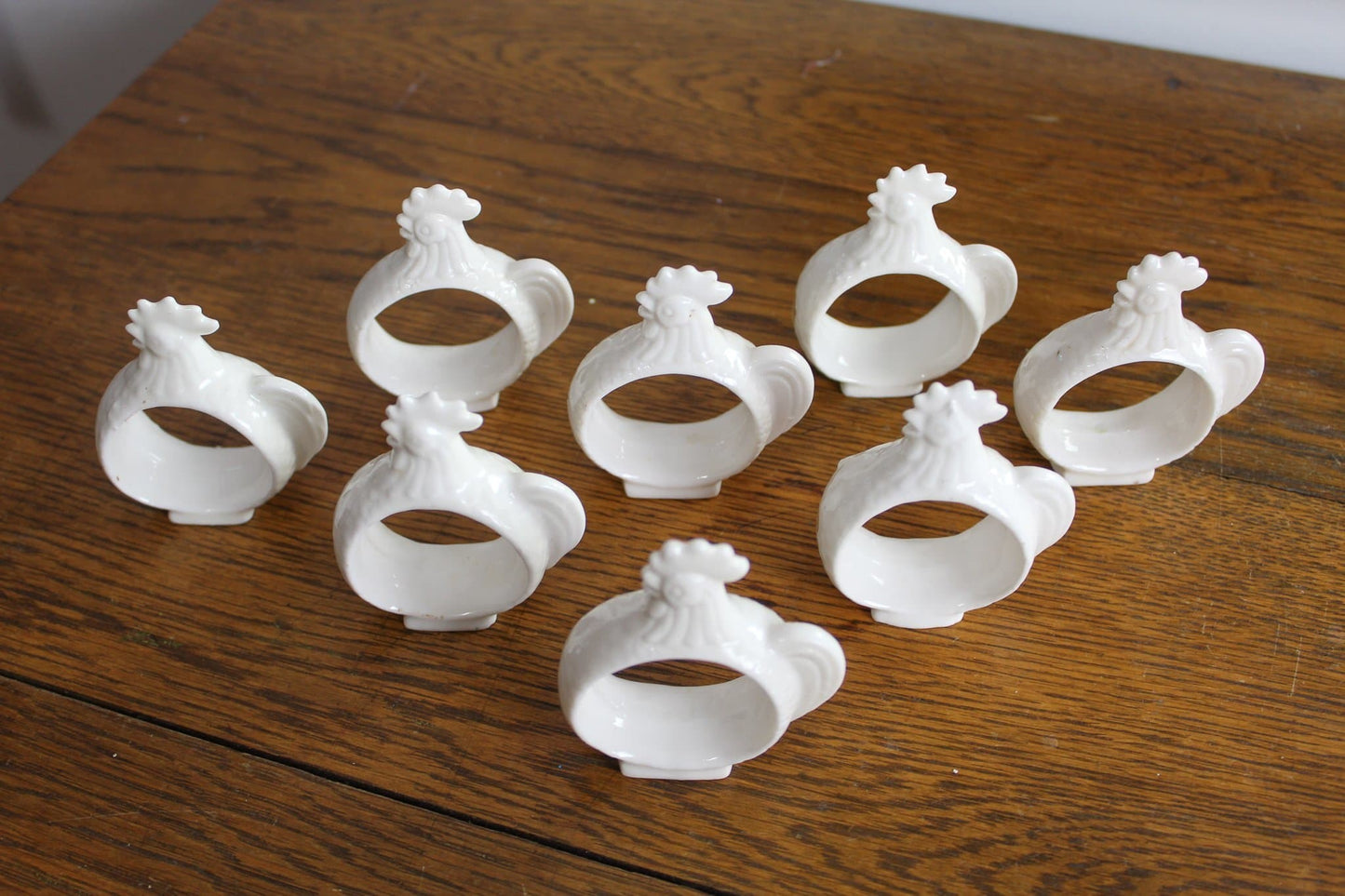 8 Vintage Bone China Rooster Napkin Rings