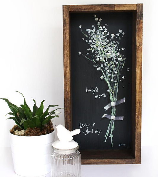 Rustic Floral Painting "Baby's Breath" 9x24"