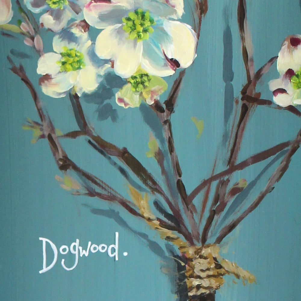 Rustic Floral Painting "Dogwood" 9x24"