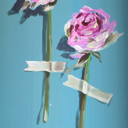 Rustic Floral Painting "Roses" 9x24"