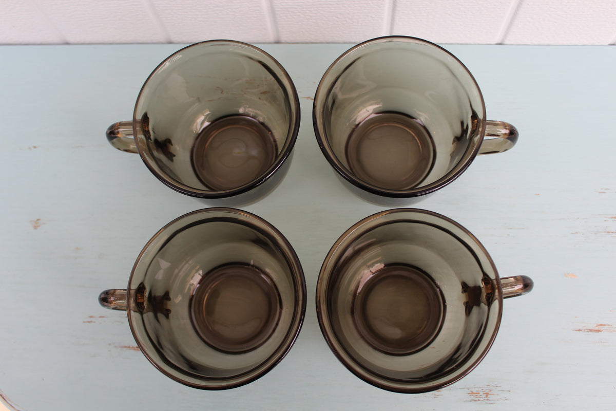 Set (4) Arcoroc Fume Mugs