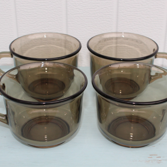 Set (4) Arcoroc Fume Mugs