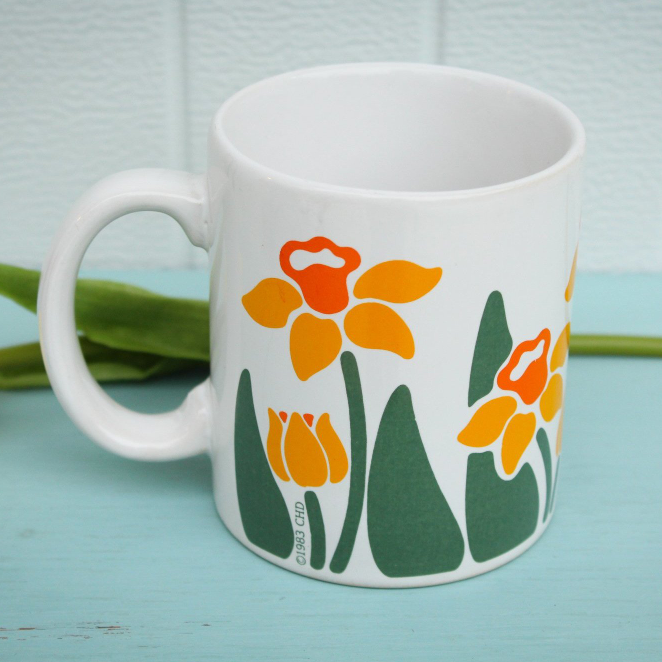 Vintage Anchor Hocking Greenhouse Daffodil Nina Mug