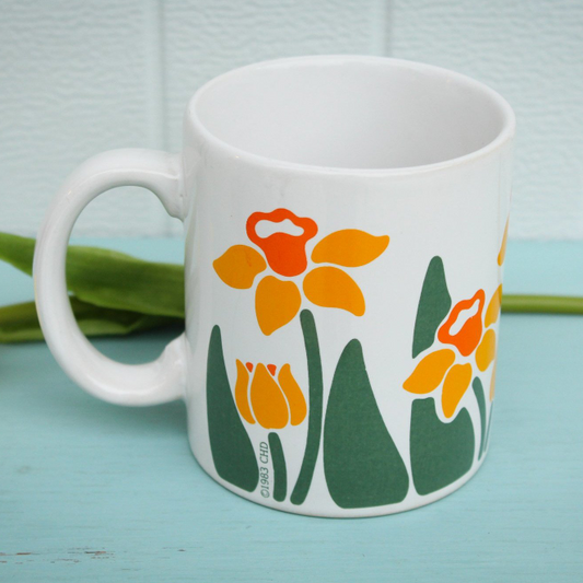Vintage Anchor Hocking Greenhouse Daffodil Nina Mug