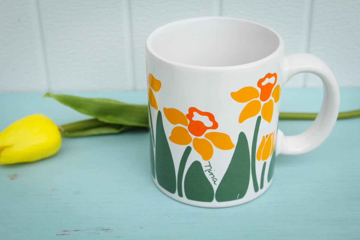 Vintage Anchor Hocking Greenhouse Daffodil Nina Mug