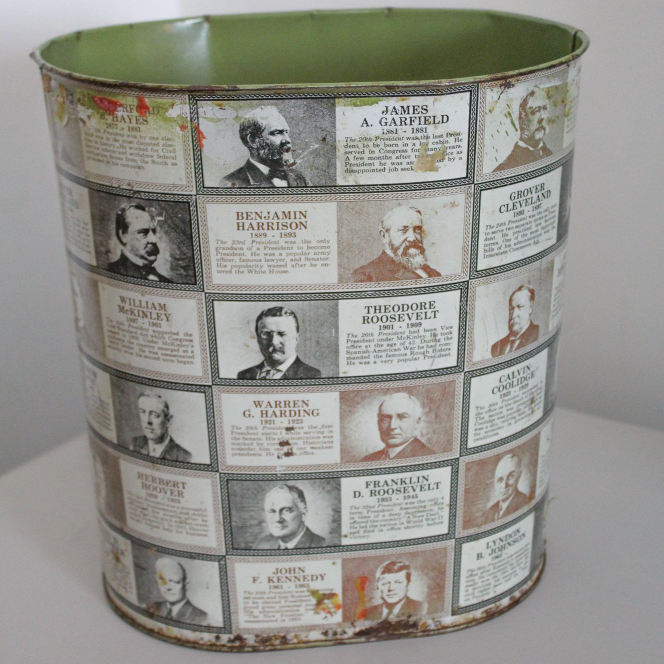 Vintage 1960s Cheinco Presidents Trash Can