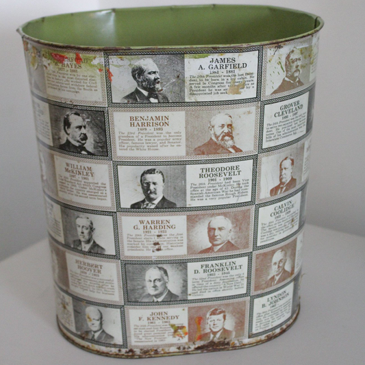 Vintage 1960s Cheinco Presidents Trash Can