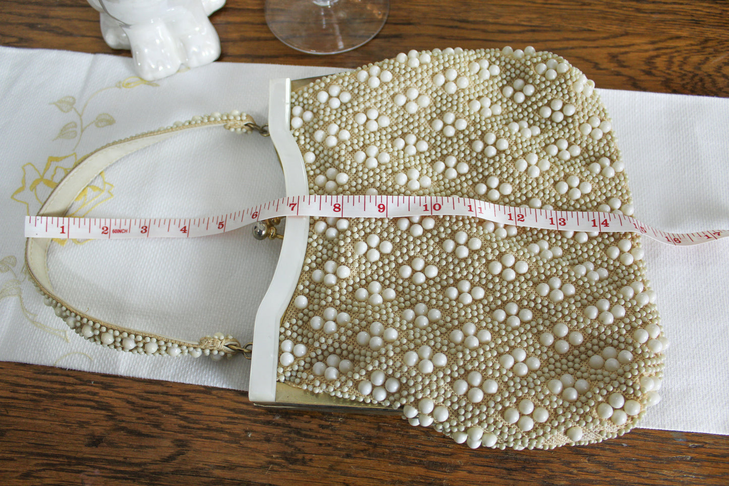 Vintage White Bead Handbag