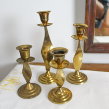 Load image into Gallery viewer, Mid Century Twisted Brass Candlesticks