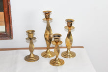 Load image into Gallery viewer, Mid Century Twisted Brass Candlesticks