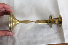 Load image into Gallery viewer, Mid Century Twisted Brass Candlesticks
