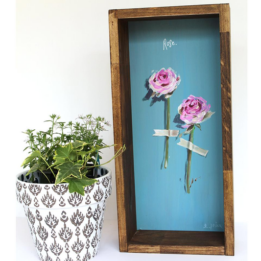 Rustic Floral Painting "Roses" 9x24"
